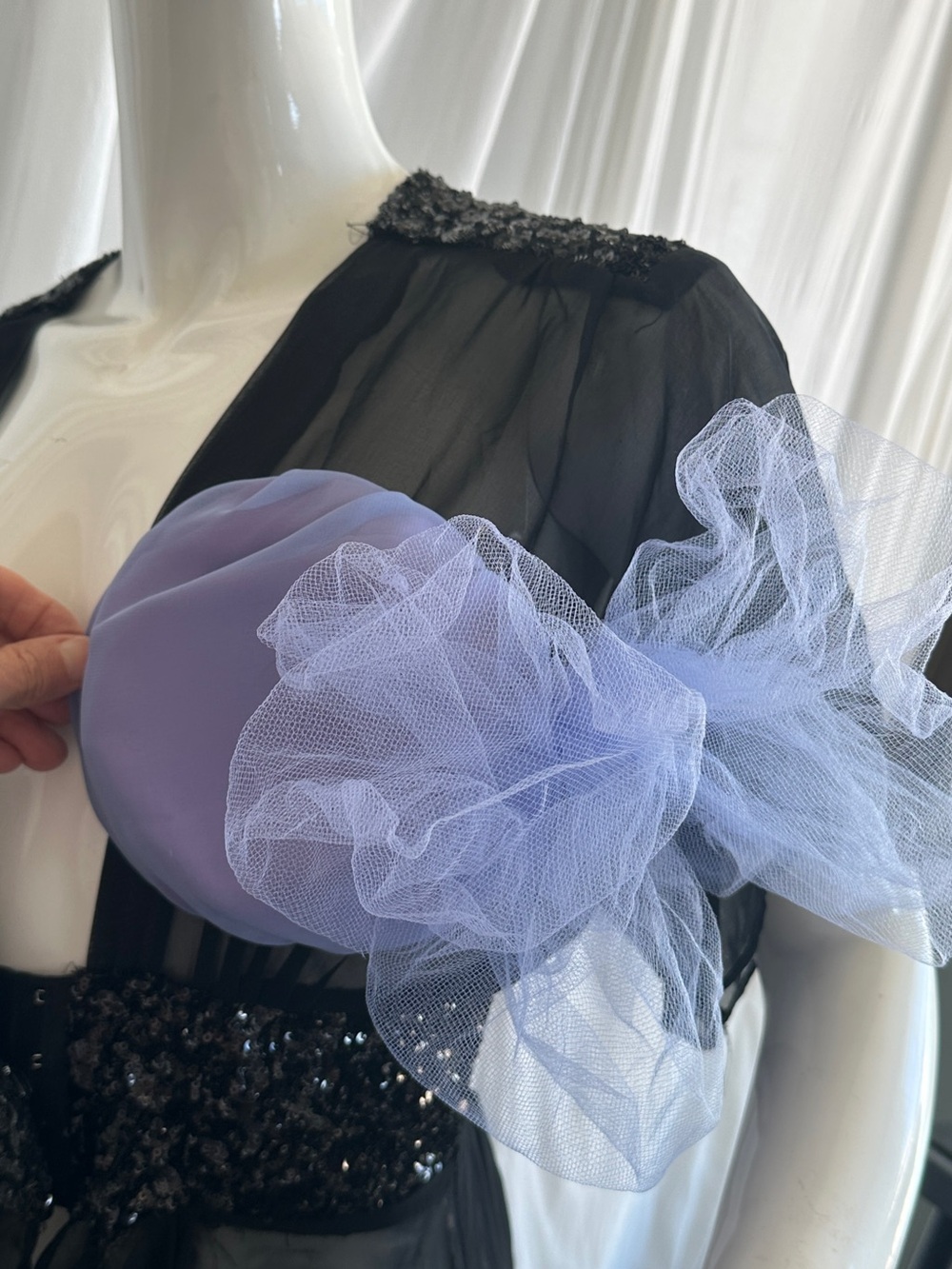 Polo or Church or costume Party fascinator Lilac color Mesh Appliqué tablet hat - Picture 15 of 16